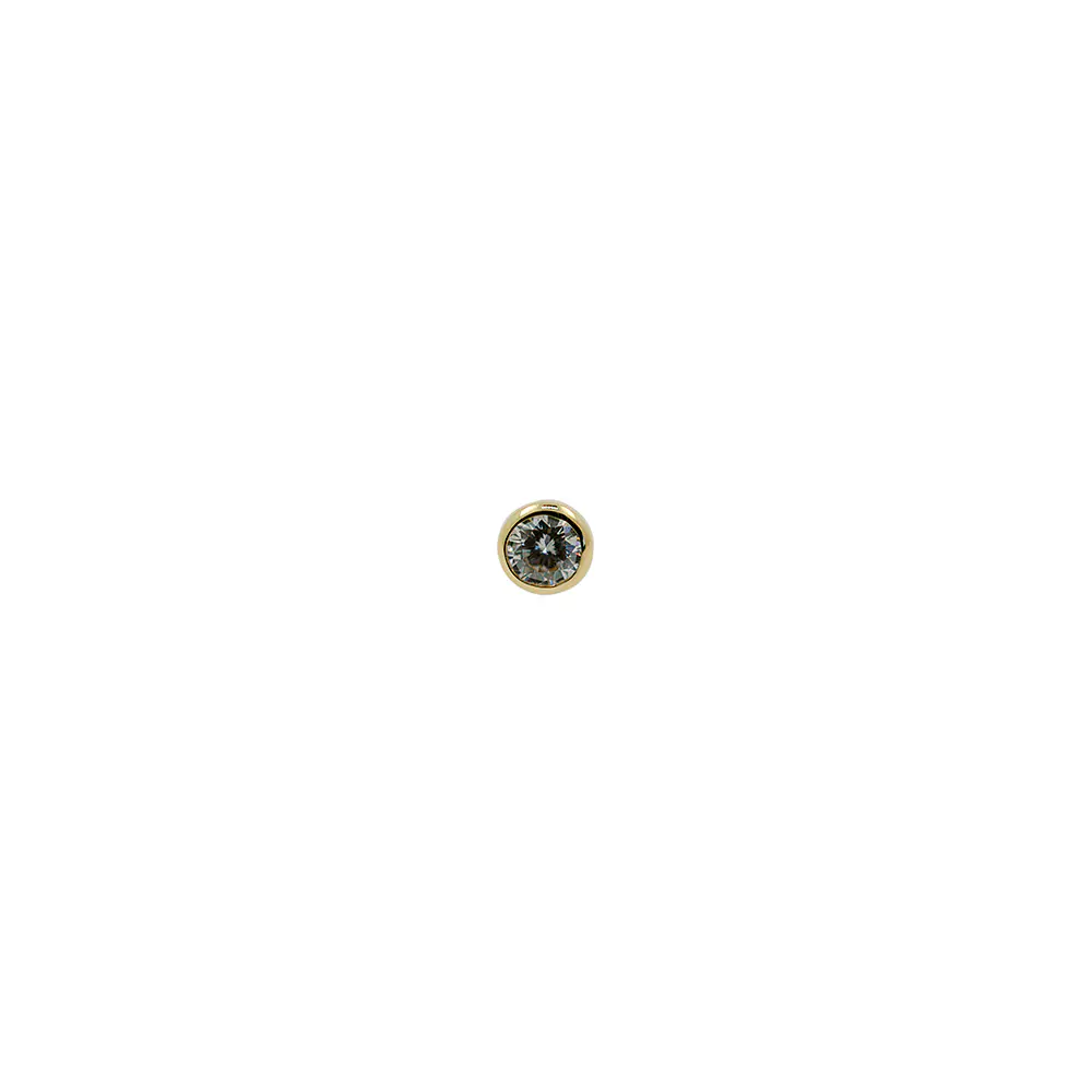 Bezel set con Diamante Blanco Genuino threadless o pin - Oro 14k