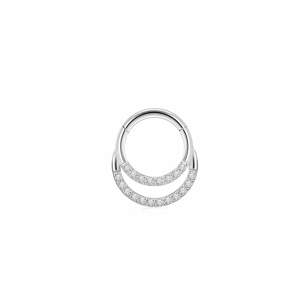 Argolla Clicker doble fila cristales 16GA - 1.2mm 