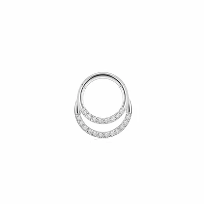 Argolla Clicker doble fila cristales 16GA - 1.2mm 