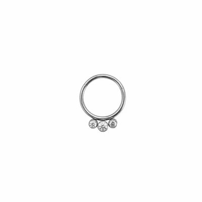 Argolla clicker triple circonita CZ Cristal Blanco 16GA - 1.2mm