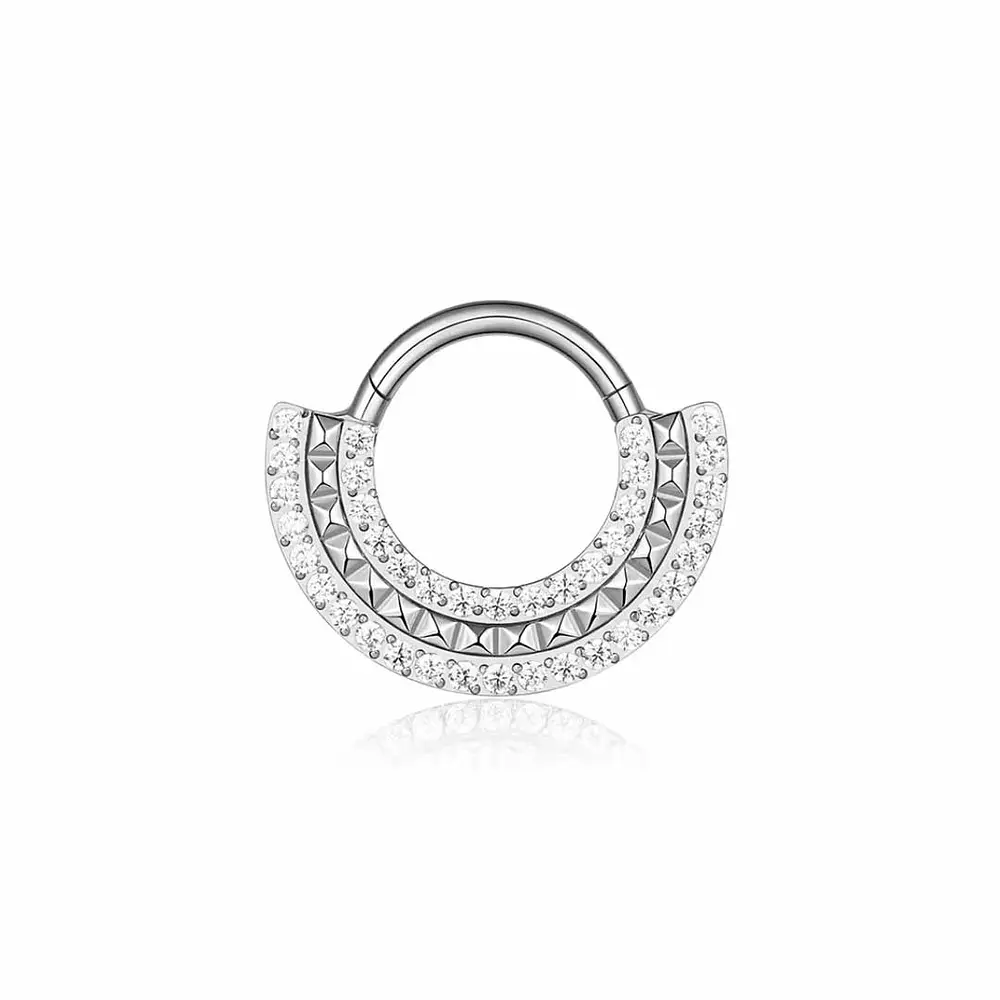 Argolla Clicker Tribal con cristales 16GA - 1.2mm 