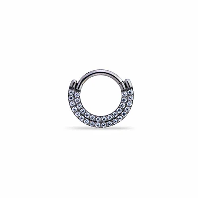 Argolla Clicker doble fila cristales 16GA - 1.2mm