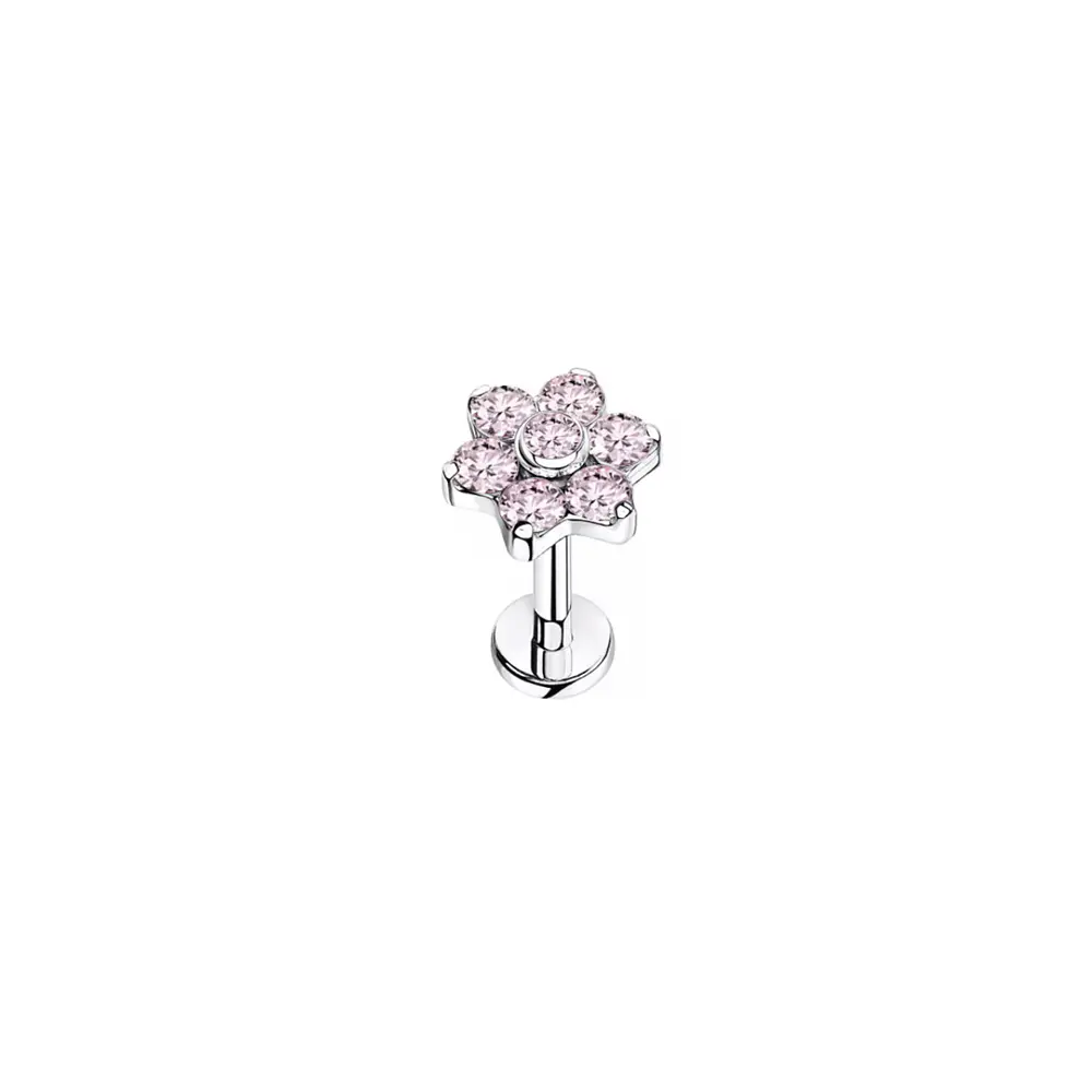 Top Flor 6 pétalos (grande) 16GA - 1.2mm CZ Pink