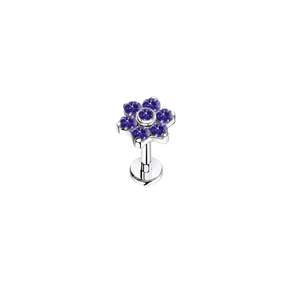 Top Flor 6 pétalos (grande) 16GA - 1.2mm CZ Purple