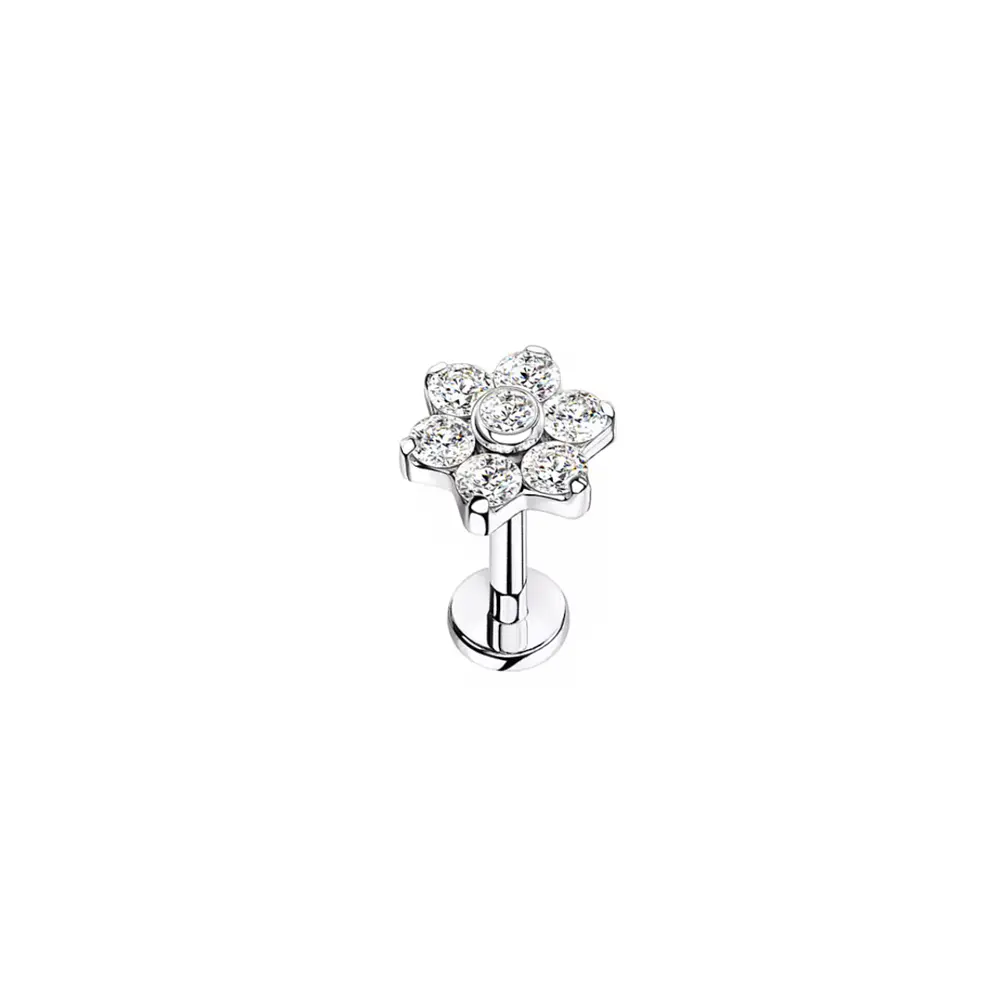 Top Flor 6 pétalos (grande) 16GA - 1.2mm CZ White