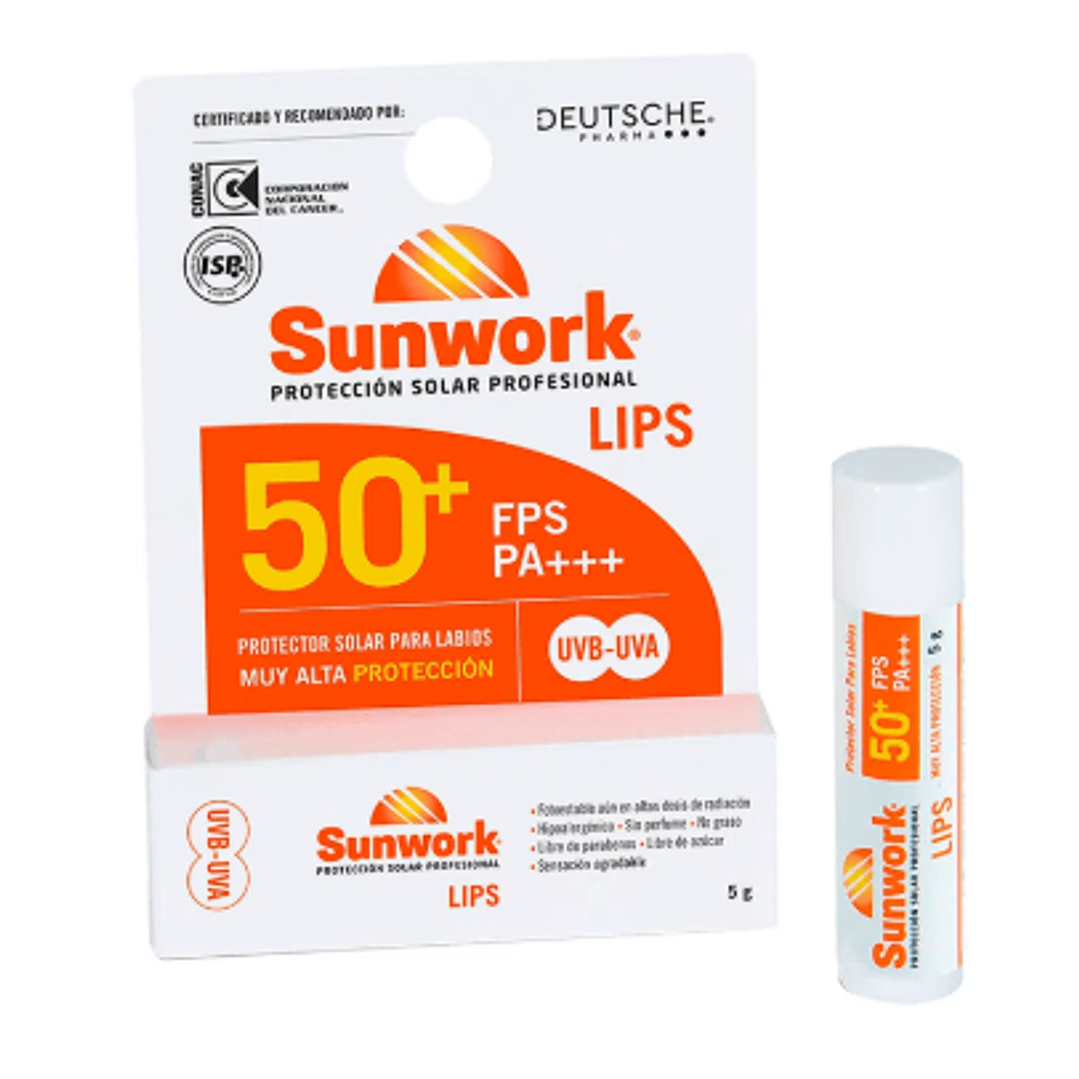 BLOQUEADOR SOLAR LABIAL SUNWORK LIPS FPS 50+ 5 GRS. 1