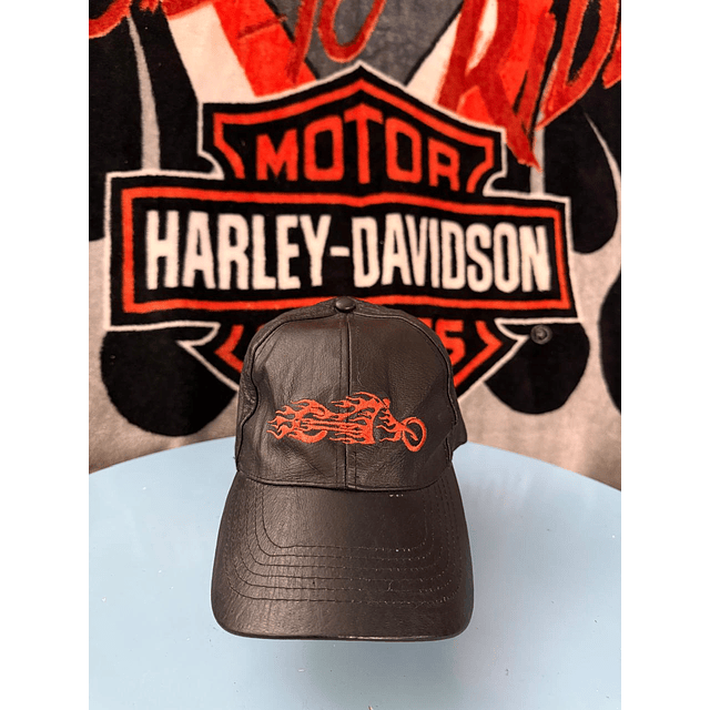 Gorro cuero ajustable marca Hot Leather, color negro Talla ajustable 1946 1