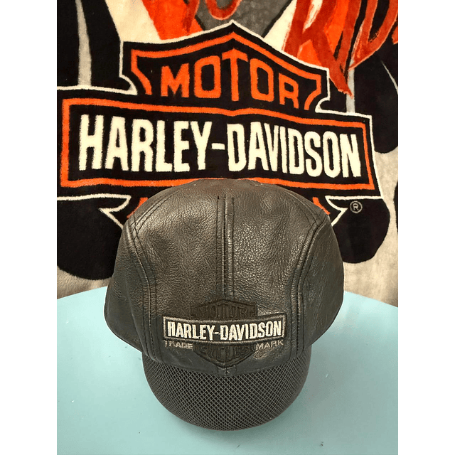 Boina cuero marca Harley Davidson, color negro Talla M 1950 1