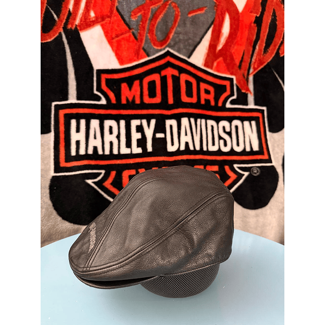 Boina cuero marca Harley Davidson, color negro Talla M 1950 2