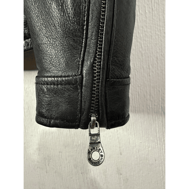  Chaqueta cuero casual marca Harley Davidson, color negra, Talla L 1953  4