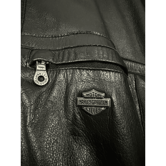  Chaqueta cuero casual marca Harley Davidson, color negra, Talla L 1953  5