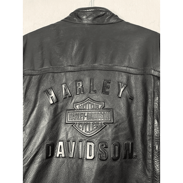  Chaqueta cuero casual marca Harley Davidson, color negra, Talla L 1953  7