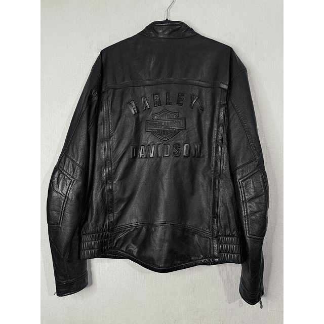  Chaqueta cuero casual marca Harley Davidson, color negra, Talla L 1953  2