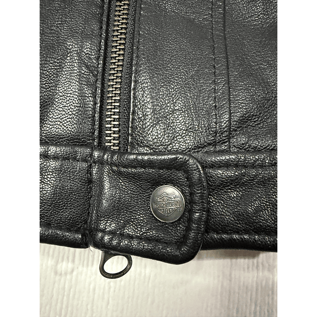  Chaqueta cuero casual marca Harley Davidson, color negra, Talla L 1953  9