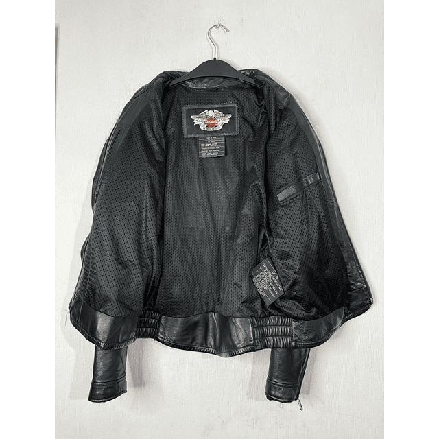  Chaqueta cuero casual marca Harley Davidson, color negra, Talla L 1953  10