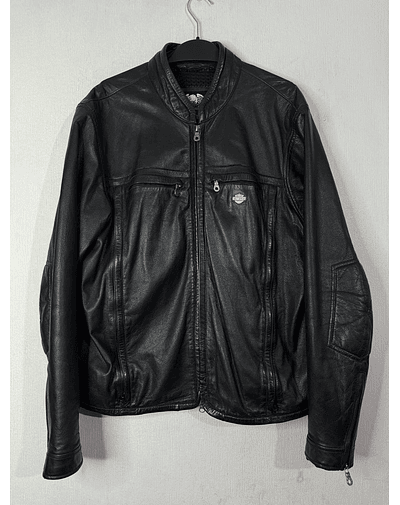  Chaqueta cuero casual marca Harley Davidson, color negra, Talla L 1953 