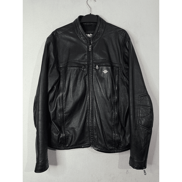  Chaqueta cuero casual marca Harley Davidson, color negra, Talla L 1953  1