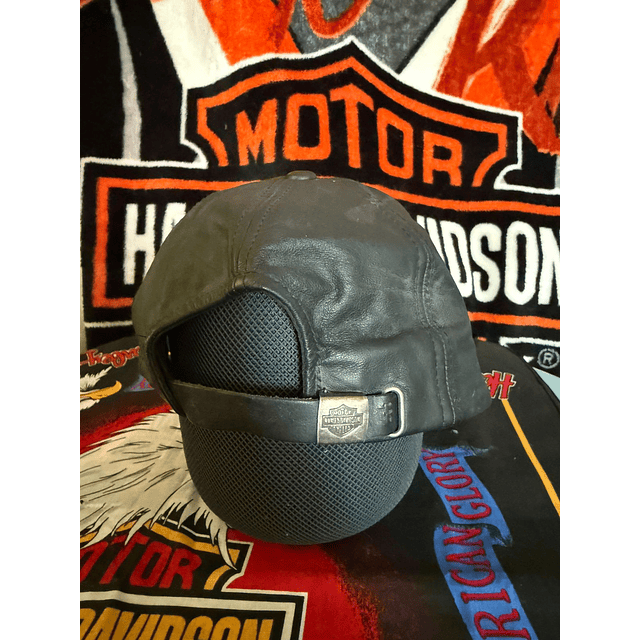 Gorro cuero ajustable marca Harley Davidson, color negro Talla ajustable 1956 2