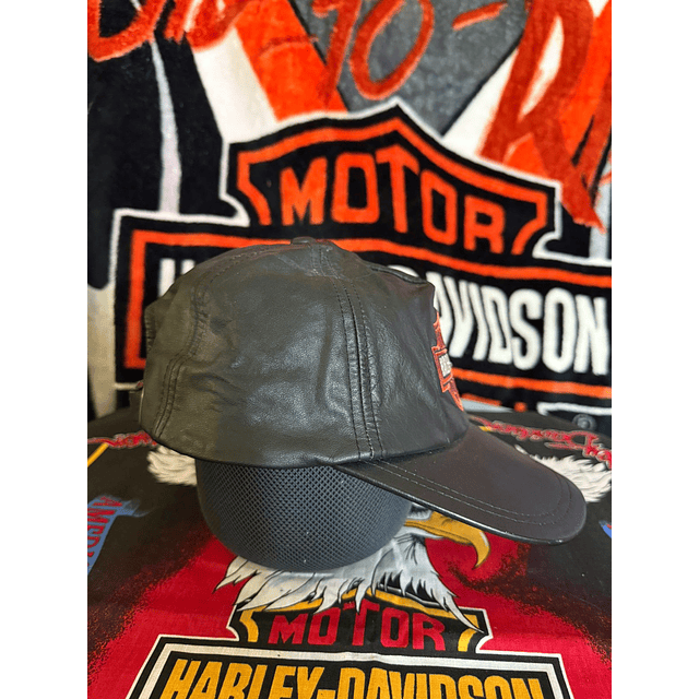 Gorro cuero ajustable marca Harley Davidson, color negro Talla ajustable 1956 7