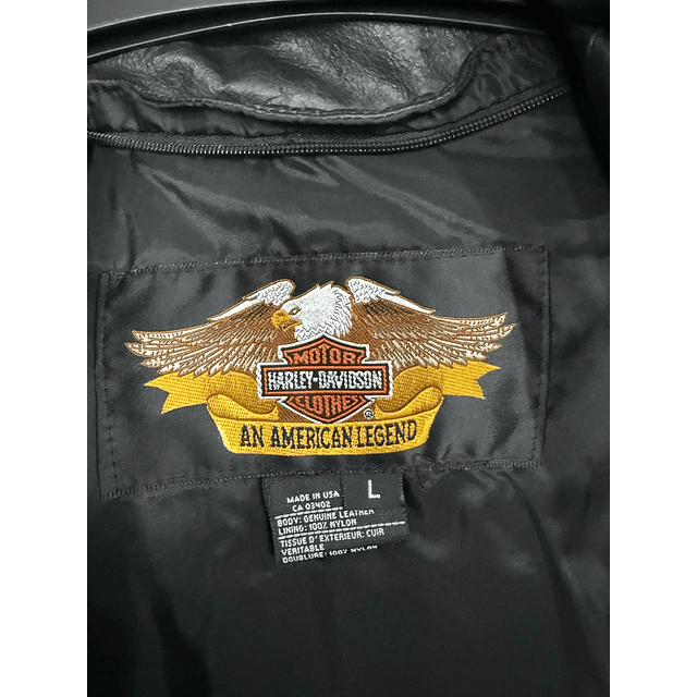 Chaqueta cuero marca Harley Davidson, color negro talla L 1961 6