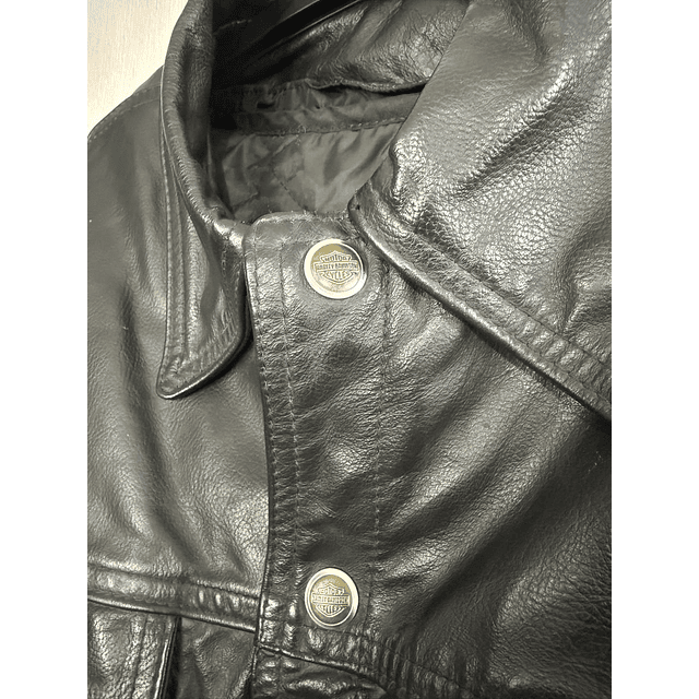 Chaqueta cuero marca Harley Davidson, color negro talla L 1961 8