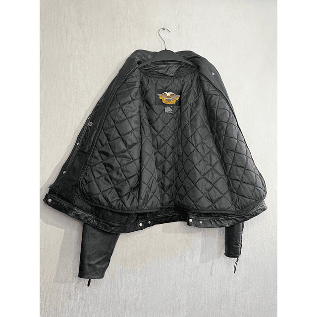 Chaqueta cuero marca Harley Davidson, color negro talla L 1961 9