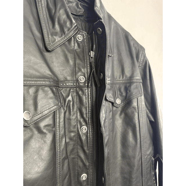 Chaqueta cuero marca Harley Davidson, color negro talla L 1961 10