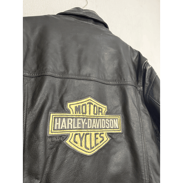 Chaqueta cuero marca Harley Davidson, color negro talla L 1961 11