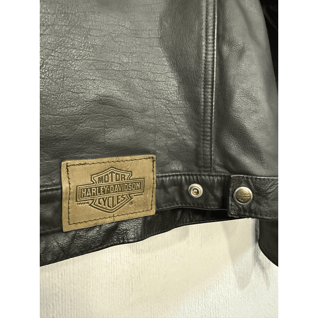 Chaqueta cuero marca Harley Davidson, color negro talla L 1961 13