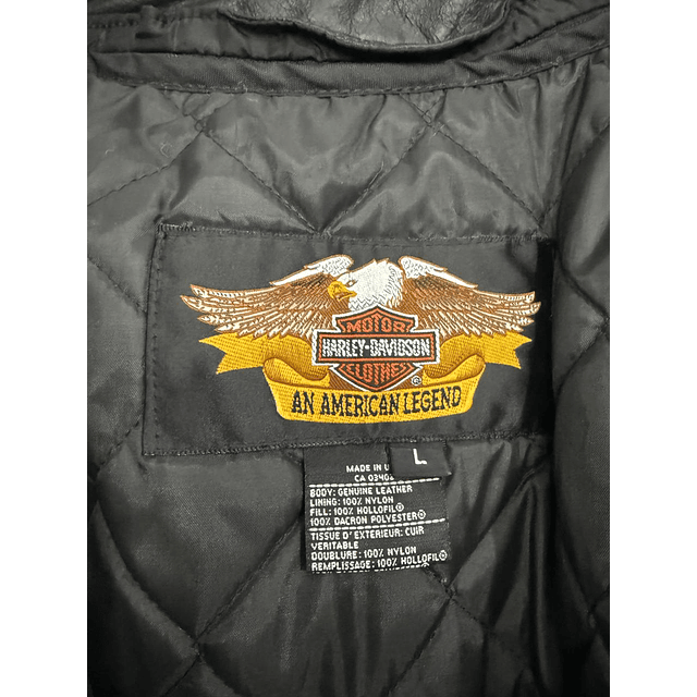 Chaqueta cuero marca Harley Davidson, color negro talla L 1961 3