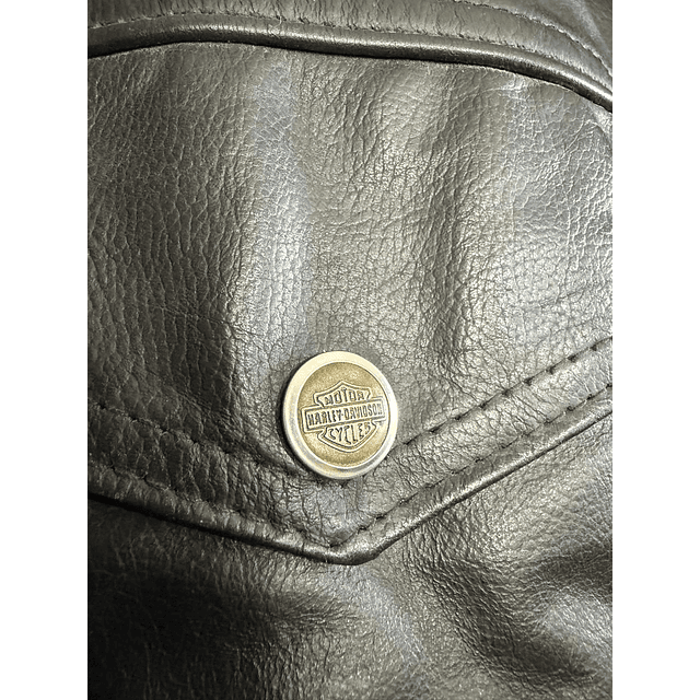 Chaqueta cuero marca Harley Davidson, color negro talla L 1961 14