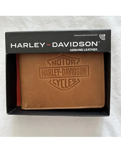 Billetera cuero marca Harley Davidson, color café 1963