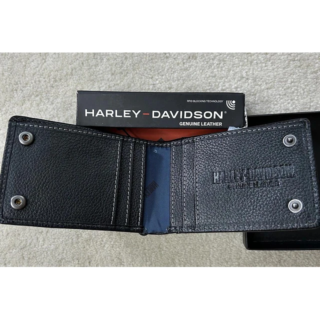 Billetera cuero marca Harley Davidson, color negro 1964 2