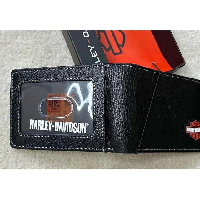 Billetera cuero marca Harley Davidson, color negro 1964 3