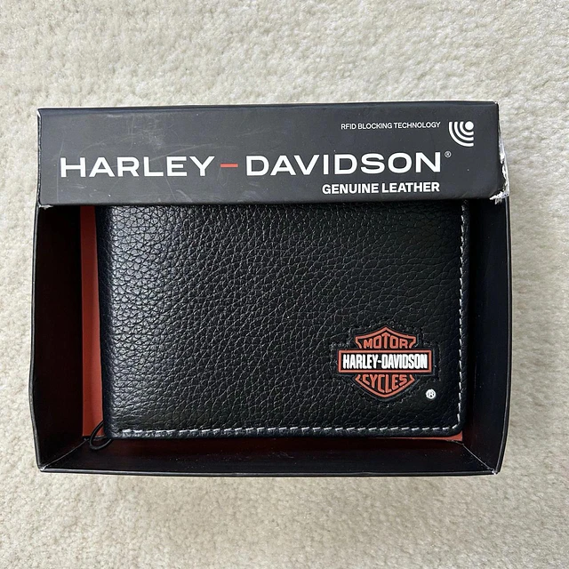 Billetera cuero marca Harley Davidson, color negro 1964 1