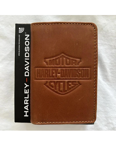 Billetera cuero marca Harley Davidson, color café 1965