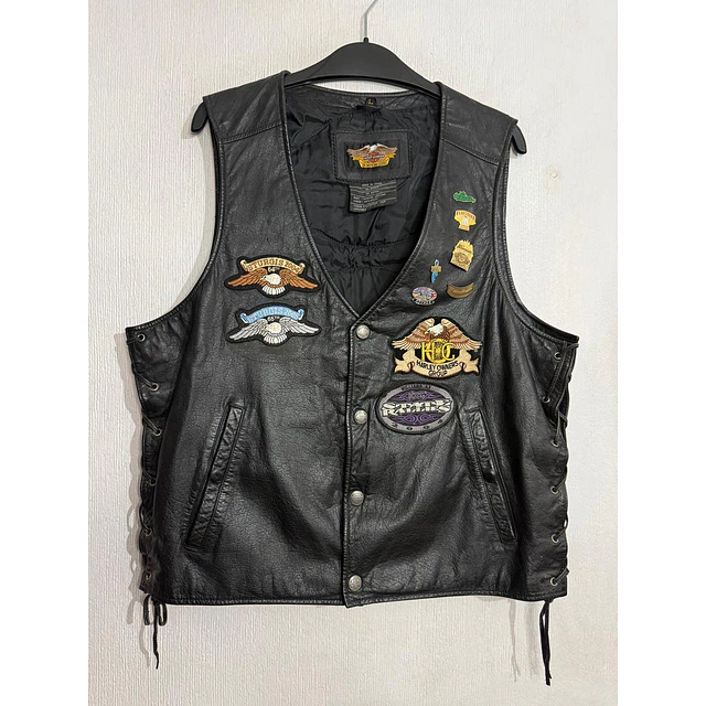 Chaqueta Parchera Vest casual reciclada marca Harley Davidson Talla L 1966 1