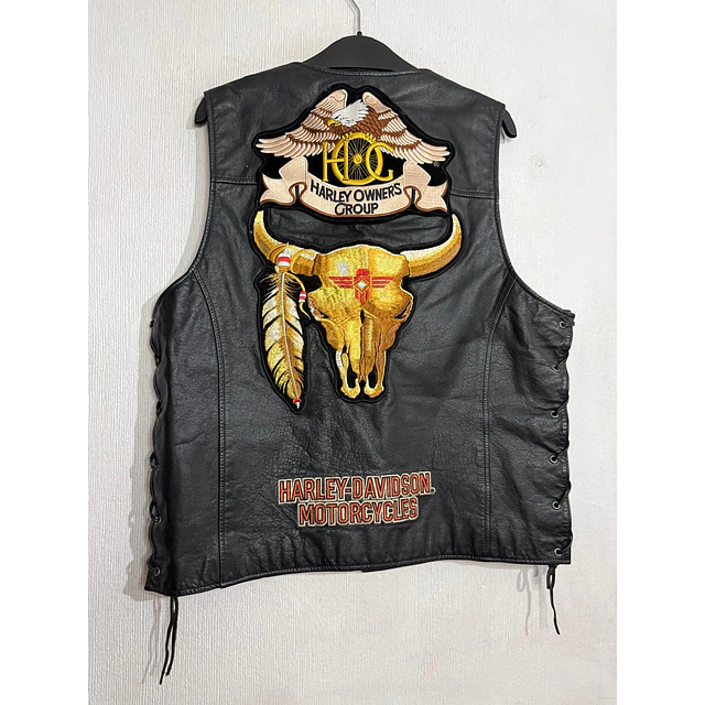 Chaqueta Parchera Vest casual reciclada marca Harley Davidson Talla L 1966 2