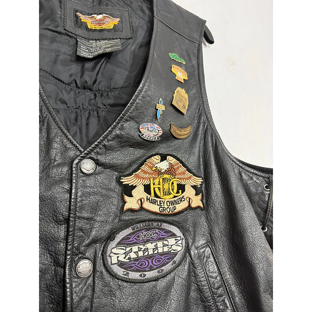 Chaqueta Parchera Vest casual reciclada marca Harley Davidson Talla L 1966 6