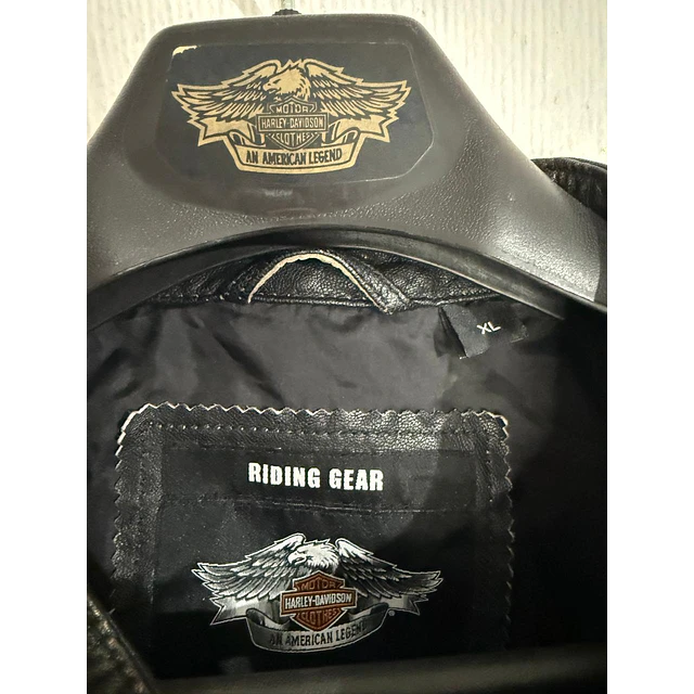 Chaqueta cuero marca Harley Davidson, color negro talla XL 1968 3
