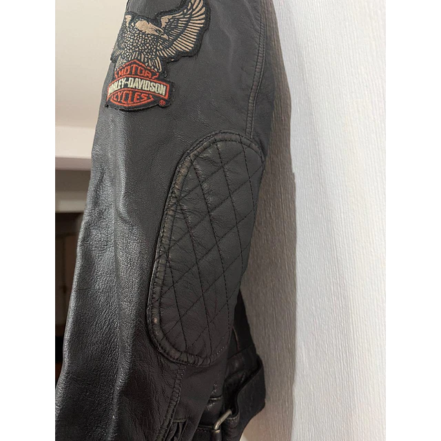 Chaqueta cuero marca Harley Davidson, color negro talla XL 1968 9