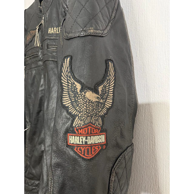 Chaqueta cuero marca Harley Davidson, color negro talla XL 1968 10