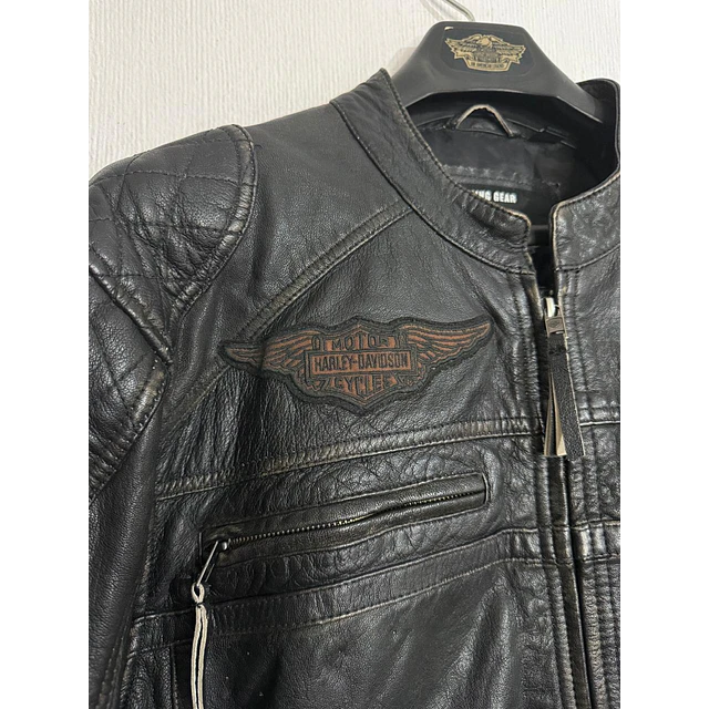 Chaqueta cuero marca Harley Davidson, color negro talla XL 1968 11