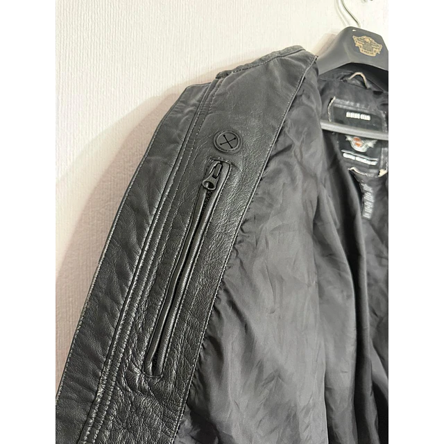 Chaqueta cuero marca Harley Davidson, color negro talla XL 1968 14