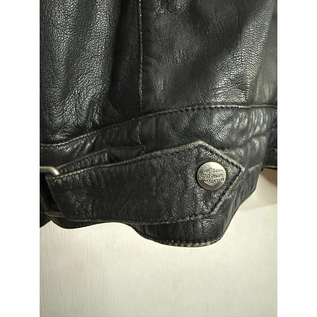 Chaqueta cuero marca Harley Davidson, color negro talla XL 1968 15