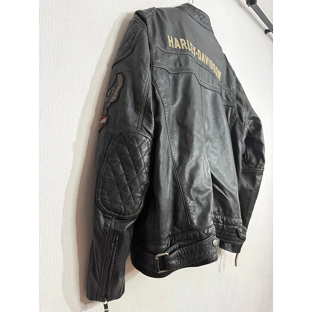 Chaqueta cuero marca Harley Davidson, color negro talla XL 1968 16