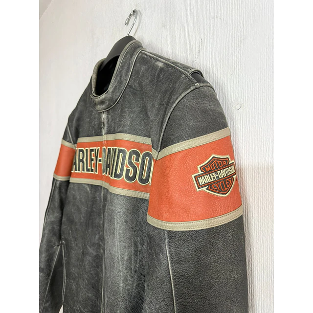 Chaqueta cuero marca Harley Davidson, modelo Victory Lane, talla M, 1969 4