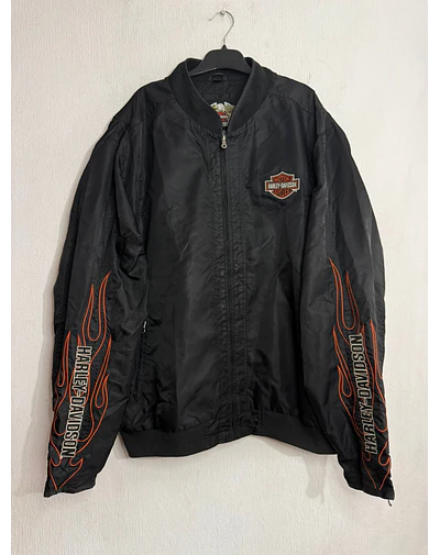 Chaqueta bomber casual marca Harley Davidson, modelo flame, Multicolor, talla 2XL 1971