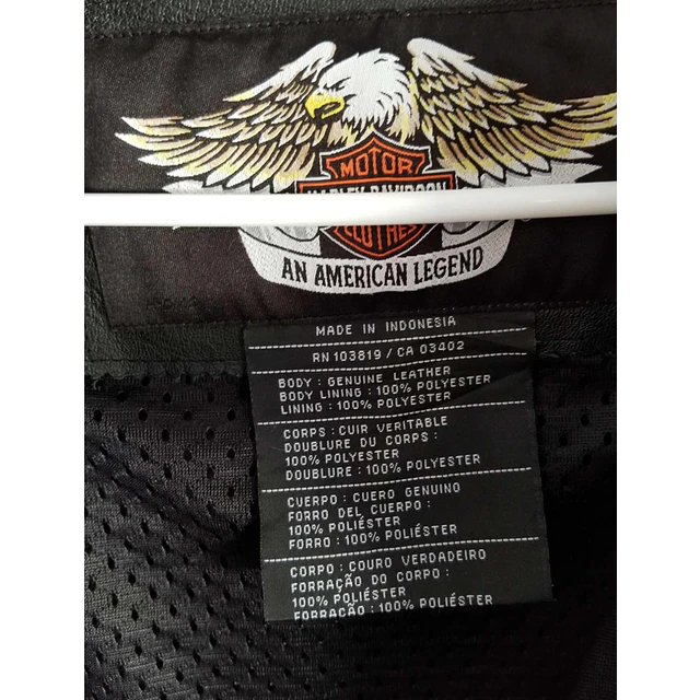 Chaqueta cuero marca Harley Davidson, color negro, modelo desmontable talla XL 1975 4