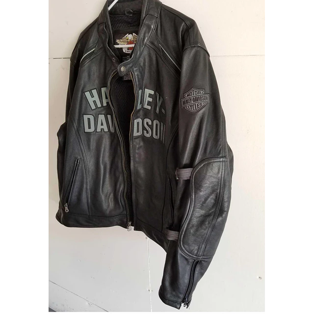Chaqueta cuero marca Harley Davidson, color negro, modelo desmontable talla XL 1975 5